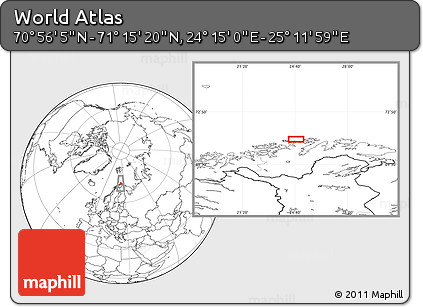 Blank Location Map of the Area around 71° 5' 42" N, 24° 43' 30" E