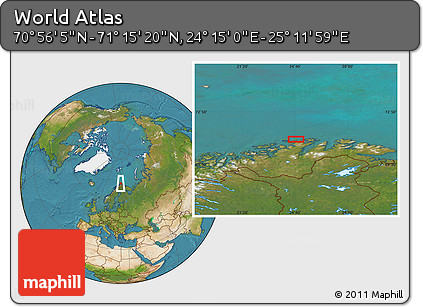Satellite Location Map of the Area around 71° 5' 42" N, 24° 43' 30" E