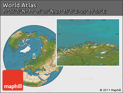 Satellite Location Map of the Area around 71° 5' 42" N, 24° 43' 30" E