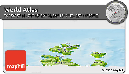 Physical Panoramic Map of the Area around 71° 5' 42" N, 24° 43' 30" E