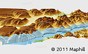 Physical Panoramic Map of the area around 71° 5' 42" N, 26° 16' 29" W