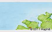 Physical 3D Map of the area around 71° 5' 42" N, 27° 16' 29" E