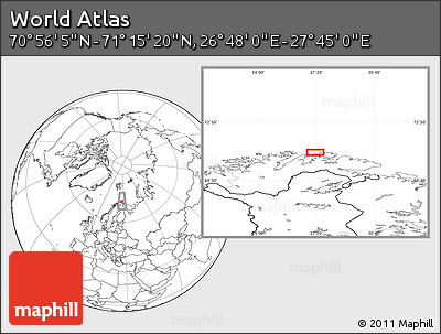 Blank Location Map of the Area around 71° 5' 42" N, 27° 16' 29" E