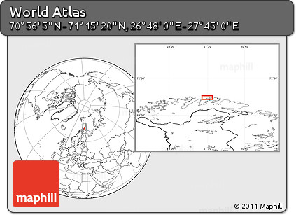 Blank Location Map of the Area around 71° 5' 42" N, 27° 16' 29" E
