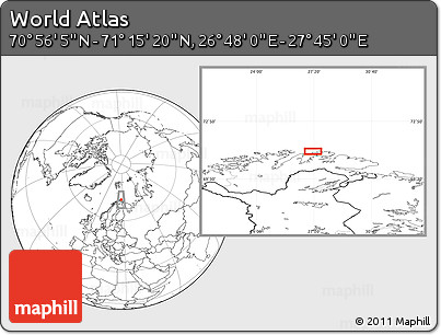 Blank Location Map of the Area around 71° 5' 42" N, 27° 16' 29" E