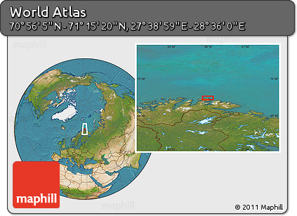 Satellite Location Map of the Area around 71° 5' 42" N, 28° 7' 30" E