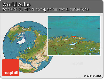 Satellite Location Map of the Area around 71° 5' 42" N, 28° 7' 30" E