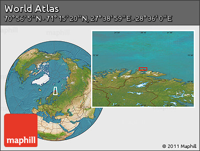 Satellite Location Map of the Area around 71° 5' 42" N, 28° 7' 30" E