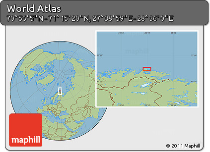 Savanna Style Location Map of the Area around 71° 5' 42" N, 28° 7' 30" E