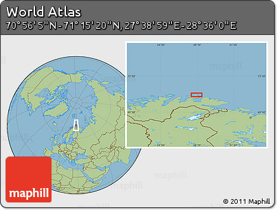 Savanna Style Location Map of the Area around 71° 5' 42" N, 28° 7' 30" E