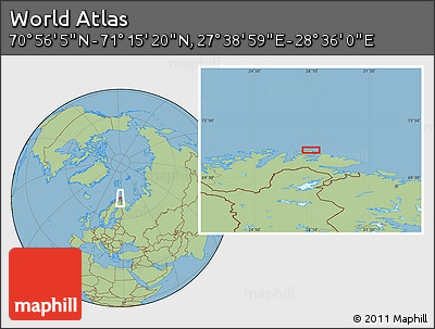 Savanna Style Location Map of the Area around 71° 5' 42" N, 28° 7' 30" E