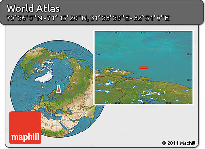 Satellite Location Map of the Area around 71° 5' 42" N, 32° 22' 30" E