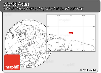 Blank Location Map of the Area around 71° 5' 42" N, 34° 55' 29" E