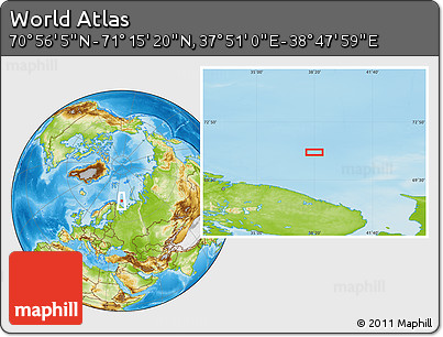 Physical Location Map of the Area around 71° 5' 42" N, 38° 19' 30" E