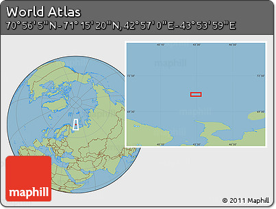 Savanna Style Location Map of the Area around 71° 5' 42" N, 43° 25' 29" E