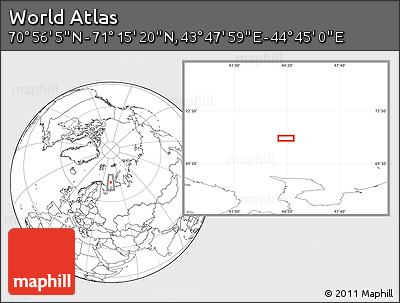Blank Location Map of the Area around 71° 5' 42" N, 44° 16' 29" E