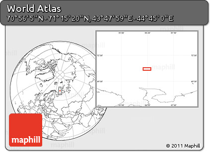 Blank Location Map of the Area around 71° 5' 42" N, 44° 16' 29" E