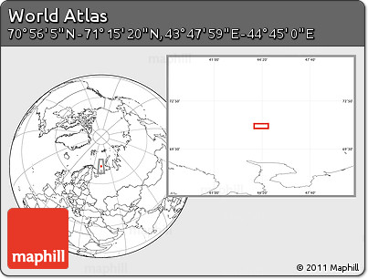 Blank Location Map of the Area around 71° 5' 42" N, 44° 16' 29" E