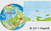 Physical Location Map of the area around 71° 5' 42" N, 44° 16' 29" E