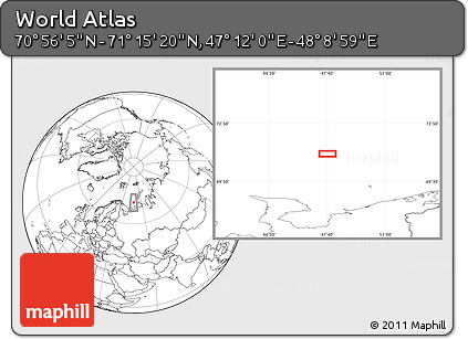 Blank Location Map of the Area around 71° 5' 42" N, 47° 40' 29" E