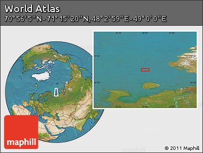 Satellite Location Map of the Area around 71° 5' 42" N, 48° 31' 29" E