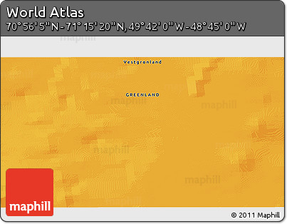Political 3D Map of the Area around 71° 5' 42" N, 49° 13' 30" W