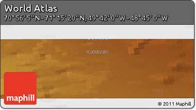 Physical Panoramic Map of the Area around 71° 5' 42" N, 49° 13' 30" W
