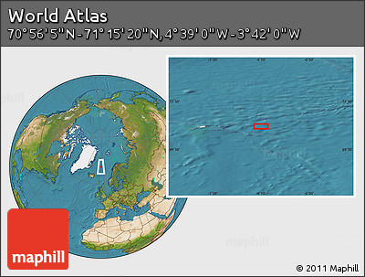 Satellite Location Map of the Area around 71°&nbsp;5'&nbsp;42"&nbsp;N,&nbsp;4°&nbsp;10'&nbsp;30"&nbsp;W