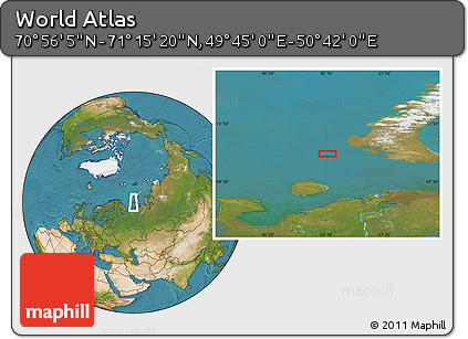 Satellite Location Map of the Area around 71° 5' 42" N, 50° 13' 30" E