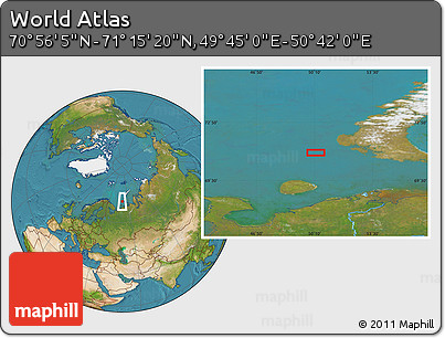 Satellite Location Map of the Area around 71° 5' 42" N, 50° 13' 30" E