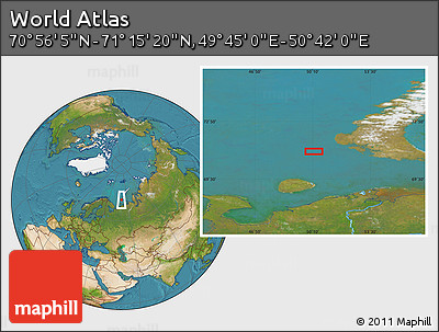 Satellite Location Map of the Area around 71° 5' 42" N, 50° 13' 30" E