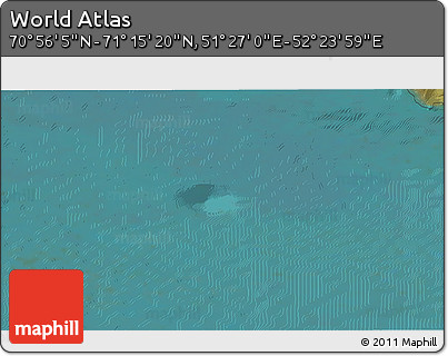 Satellite 3D Map of the Area around 71° 5' 42" N, 51° 55' 29" E