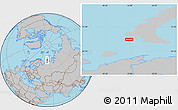 Gray Location Map of the area around 71° 5' 42" N, 51° 55' 29" E
