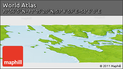 Physical Panoramic Map of the Area around 71° 5' 42" N, 53° 37' 30" E