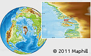 Physical Location Map of the area around 71° 5' 42" N, 53° 28' 30" W