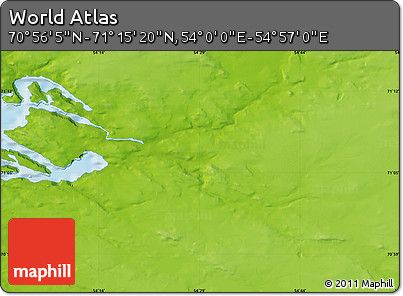 Physical Map of the Area around 71° 5' 42" N, 54° 28' 30" E