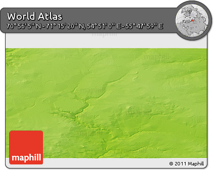 Physical 3D Map of the Area around 71° 5' 42" N, 55° 19' 30" E