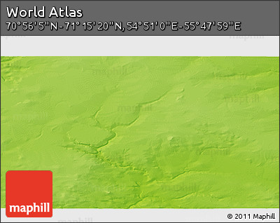 Physical 3D Map of the Area around 71° 5' 42" N, 55° 19' 30" E