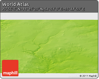 Physical 3D Map of the Area around 71° 5' 42" N, 55° 19' 30" E