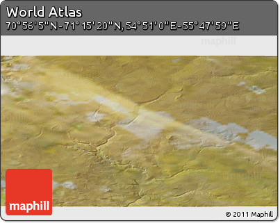 Satellite 3D Map of the Area around 71° 5' 42" N, 55° 19' 30" E