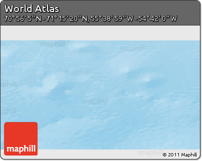 Shaded Relief 3D Map of the Area around 71° 5' 42" N, 55° 10' 29" W
