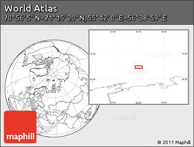 Blank Location Map of the Area around 71° 5' 42" N, 56° 10' 29" E