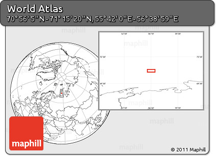 Blank Location Map of the Area around 71° 5' 42" N, 56° 10' 29" E