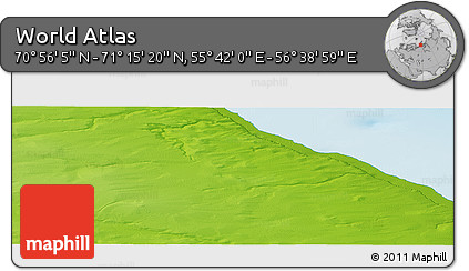 Physical Panoramic Map of the Area around 71° 5' 42" N, 56° 10' 29" E