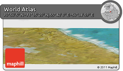 Satellite Panoramic Map of the Area around 71° 5' 42" N, 56° 10' 29" E