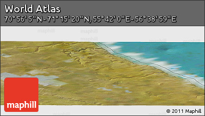 Satellite Panoramic Map of the Area around 71° 5' 42" N, 56° 10' 29" E