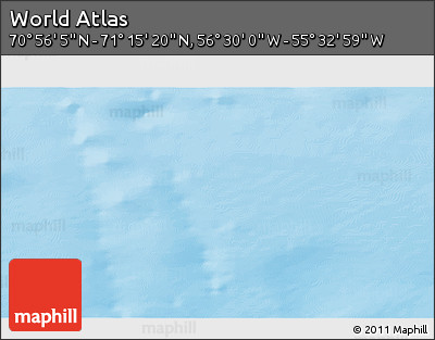 Physical 3D Map of the Area around 71° 5' 42" N, 56° 1' 29" W