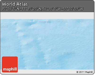 Physical 3D Map of the Area around 71° 5' 42" N, 56° 1' 29" W