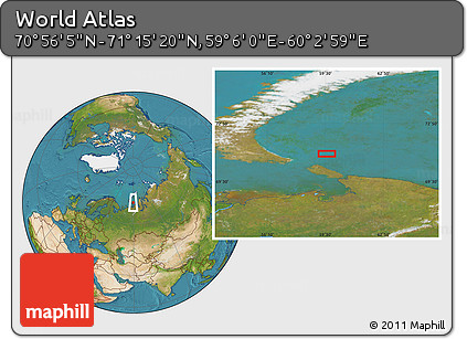 Satellite Location Map of the Area around 71° 5' 42" N, 59° 34' 30" E