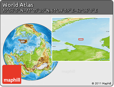 Physical Location Map of the Area around 71° 5' 42" N, 62° 7' 30" E